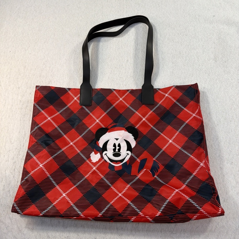 Disney Parks Mickey Mouse Christmas Plaid Red Black Buffalo Plaid Check Shopping